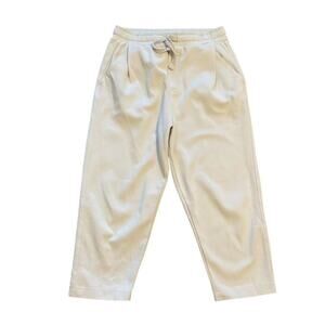 Zara Light Khaki Casual Cropped Drawstring Waist Pants - Medium